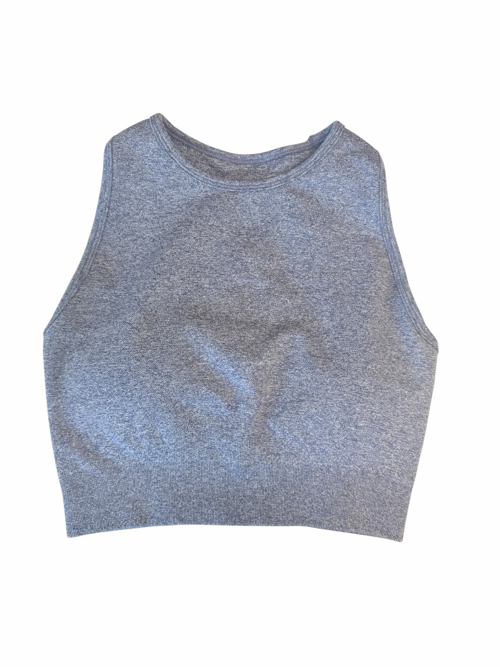 Bo+tee High-Neck Seamless Sports Bra in Heather Blue